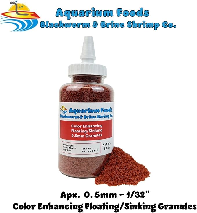 Community Fish Granules 0.5mm High Protein Floating/Sinking Color Enhancing Granules for Freshwater Fish, Marines, Baby Pond Fry…3.8oz Squeeze Bottle