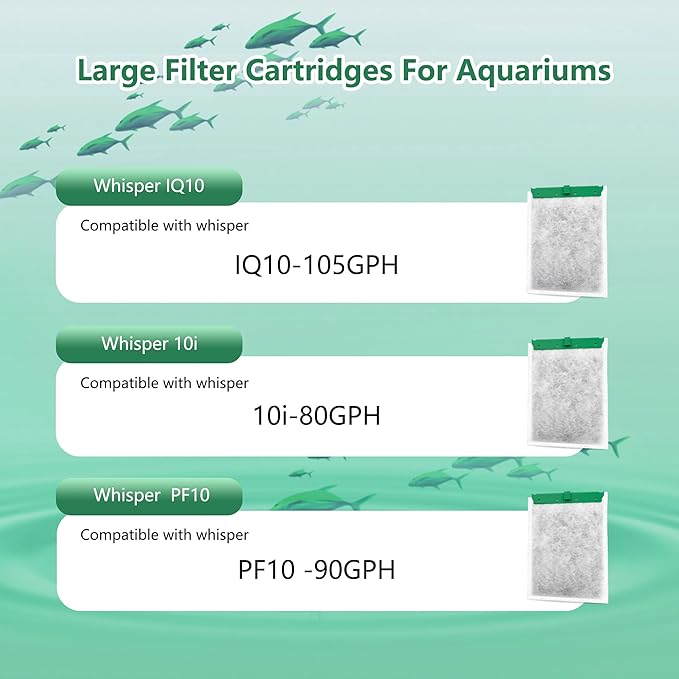 Aquarium 4 Pack Medium Filter Cartridges Compatible with Whisper Filters 10i IQ10 PF10 Power Filters