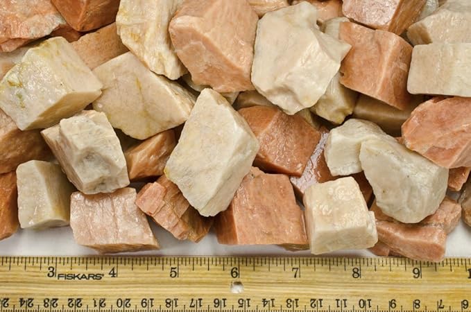 Fantasia Materials: 1 lb Tan/Orange Moonstone Rough Stones from India