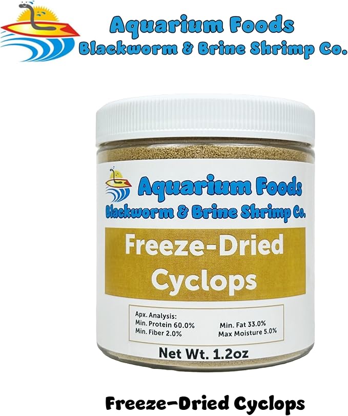 Cyclops/Copepods - Freeze Dried Cyclops/Copepods for All Tropical Fish Fry, Babies, Corals, Sea Anemones, Marines, All Tropical Fish…1.2oz Sm Round Jar