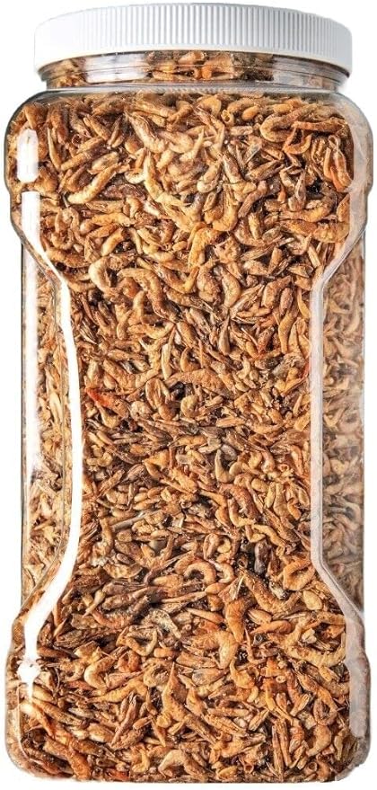 Red Shrimp - Freeze Dried 3/8" to 1/2" Red River Shrimp for All Tropical Fish, Marine Fish, Lg Cichlids, Koi & Pond Fish, Turtles, Reptiles, Rodents…3oz Small Jar