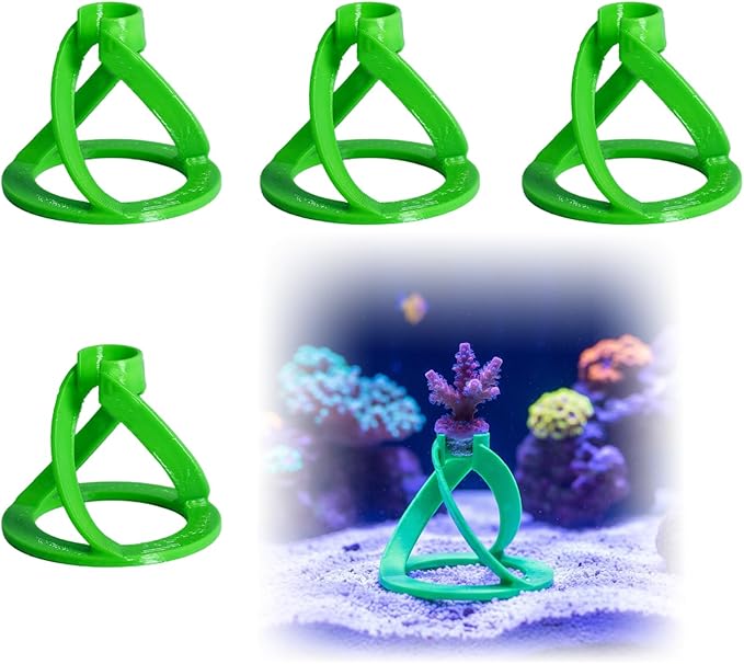 5 Pack Coral Frag Plug Sand Stands, Aquarium Sandbed Frag Rack Holder Mounts, Reef Tank Accessories for SPS LPS Zoanthid Corals, Secure Base Adapters (Green)