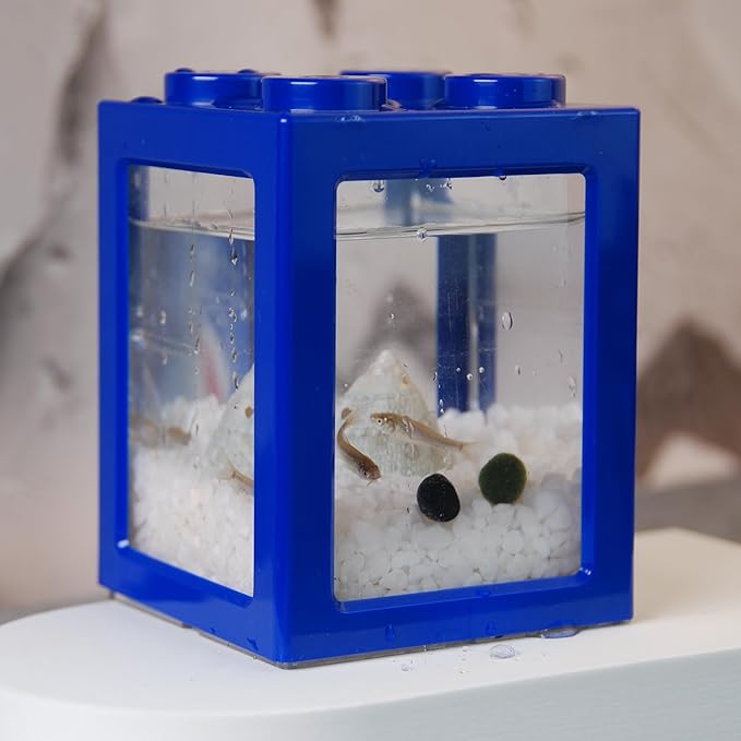 Mini Sea Monkey Tank, Small Shrimp Tank Stackable Mini Aquariums for Fairy Shrimp Eggs Moss Balls, 0.25 Gallon Temporary Betta Fish Tank Ant Feeding Case Mini Reptile Tank