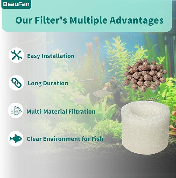 Filtration Tank Filter Replacement for Atlantis Aqua Aqua-55 20 Gallon Fish Tank Filter up to 55 Gallons & 55 Gallon Fish Tank Filter, 6 Pack Sponge Filters and 6 Pack Ceramic Media Balls