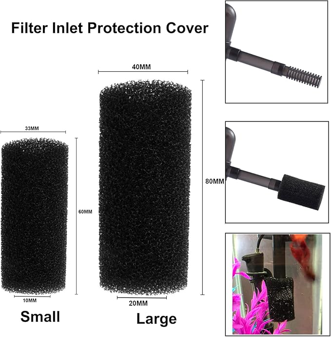 Bilindasly 6PCS Pre Filter Sponge Aquarium Filter Intake Cover Aquarium Filter Sponge Foam Rolls Accessories for Aquarium Fish Tank, Small Hole