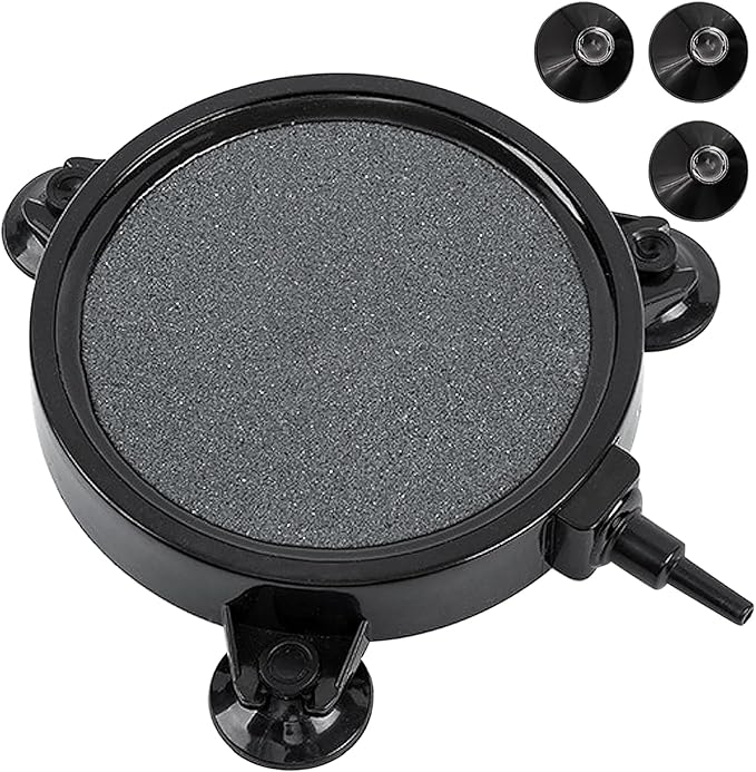 kathson 4.2 Inch Aquarium Air Stone Hydroponics Fish Tank Air Stone Disc Aerator Bubble Diffuser with Suction Cups Air Pump Round Dissolved Oxygen Airstone Decoration for Pond Dwc Reservoirs