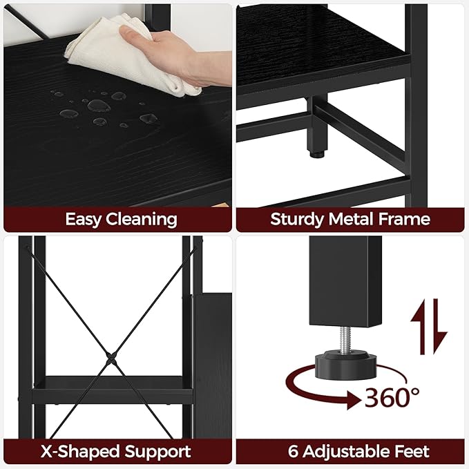MAHANCRIS 20-37 Gallon Fish Tank Stand, Aquarium Stand with Power Outlet and Storage Cabinet, Heavy Duty Tank Stand Suitable for Turtle Tank, Reptile Terrarium, for Home Office, Black FTHB40E01
