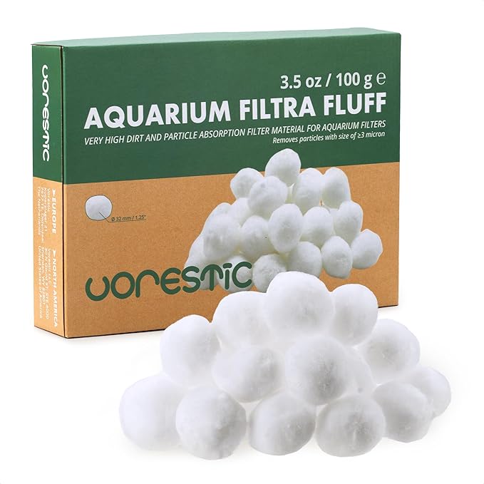 Vorestic Filtra Fluff, Aquarium Filter Floss for Fish Tank, Ready to Use Aquarium Polishing Filter, Cotton Filter for Fish Tank, Filter Floss for Aquarium - No Cutting Required, 3.5 oz (100 g)
