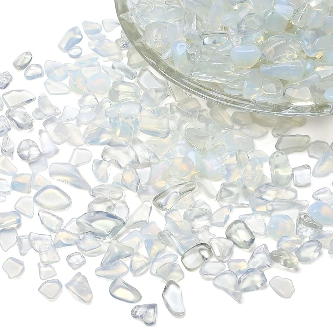LAIDANLA Opalite Crushed Stone Crystal Chips Bulk Natural Gemstones Healing Reiki Crystals Mini Quartz Vase Filler Aquarium Gravel 100g