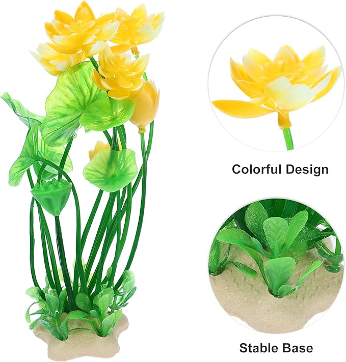 VOCOSTE 1pcs Fish Tank Aquarium Decorations Plants, Mini Aquarium Decorations PE Ceramics Plants for Aquarium Decorations, Yellow 8.27"