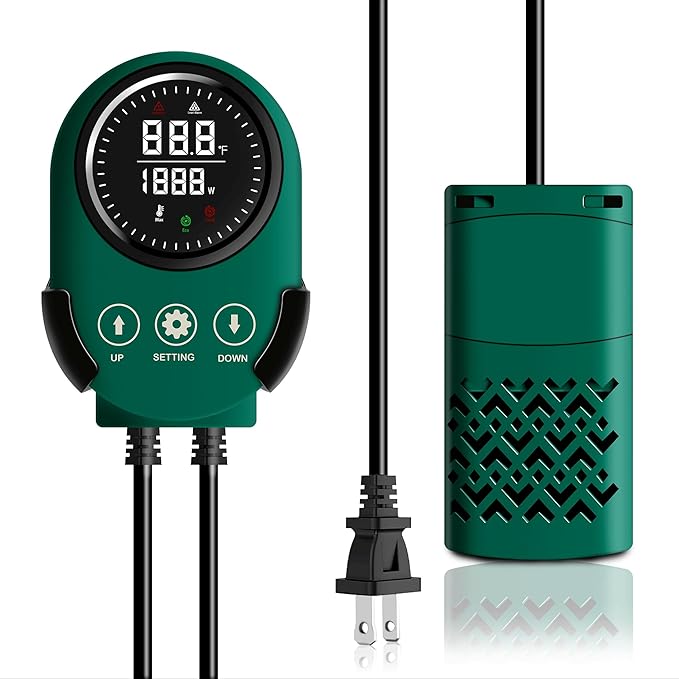 100W Smart Aquarium Heater Submersible with Variable-Frequency Energy Savings, Dual Probes for Leaving Water Automatically Stop, PTC Tech for Overheat Protection, Adjustable for Freshwater, Saltwater