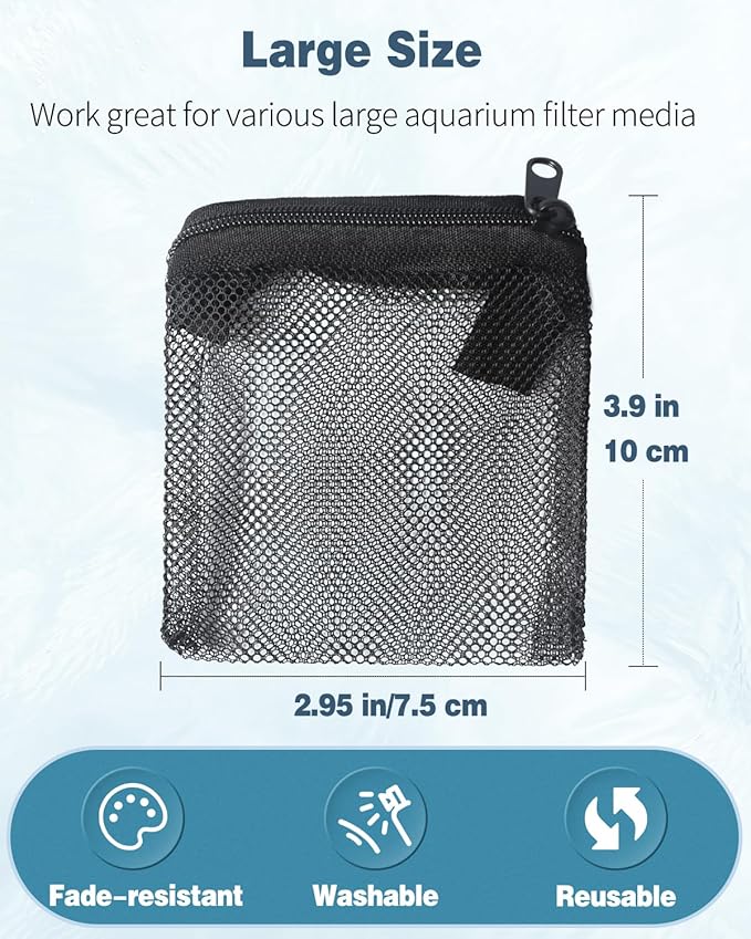 Pawfly 8 Pack Aquarium Filter Media Bags, Fish Tank Fine Mesh Bag with Plastic Zipper Aquarium Reusable Mesh Bag for Activated Carbon, Bio Filter Balls, Filter Stones (3" x 4")