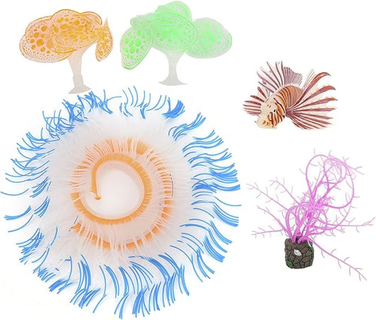 Glowing Effect Artificial Plant Soft Silicone Sea Plant Fake Fish Decoration Ornament for Fish Aquarium Ornaments