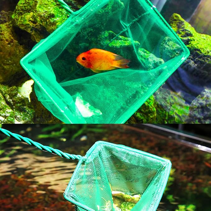 UKCOCO 5pcs Aquarium Fish Net, 3 Inches Small Mesh Fish Catch Nets with Plastic Handle Unbreakable Fish Tank Goldfish Net Green