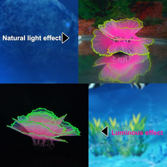 Besimple Aquarium Coral Ornament Glowing Effect Coral Decor Resin Fish Tank Plants Decoration for Aquarium Tank Landscape(Pink)