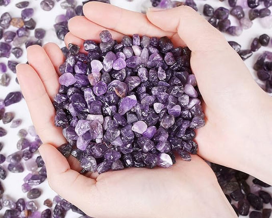 Amethyst Crystal Gravel Polished Chips Stones Pea Quartz 0.3-0.4" Tumbled Stone Crushed Natural Home Decoration Small Pebbles mini Fish Tank Vase Filler Landscape Bottom Ornament 250G 0.55 lbs