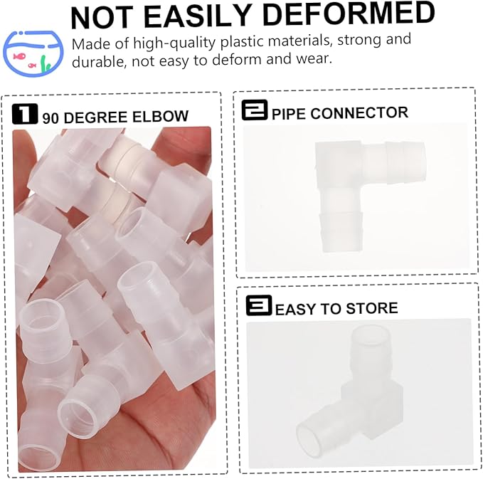 10pcs Aquarium Pipe Connectors Plastic Elbow Coupling Fittings for Fish Tank Water Connector Material for Projects and Quick Fluid Transfer
