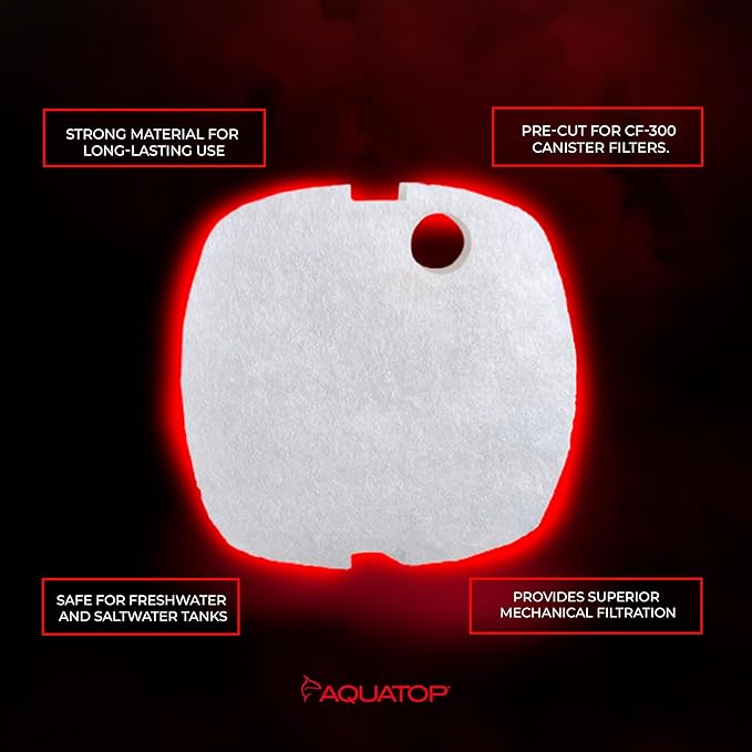 Aquatop Replacement White Filter Pads for CF-300 – Keeps Water Clear – Traps Dirt & Waste – Controls Organic Particles – Pack of 3