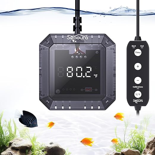 Aquarium Thermometer Submersible, Digital Fish Tank Thermometers with USB for GlassTank, Aquariums Temperature Gauge ±1℉ Accurate, Suitable for Fish, Turtle, Saltwater or Freshwater, 6.56ft Power Cord