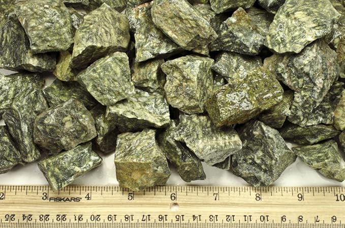 Fantasia Materials: 3 lbs Green Worm Rough Stones from India