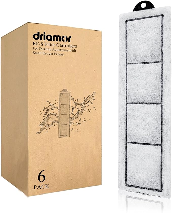 driamor 6 Pack RF-S Filter Cartridges Compatible with Retreat RF-S Filter, Aquarium Filter Cartridges Refill for Desktop Aquariums with Small Retreat Filters