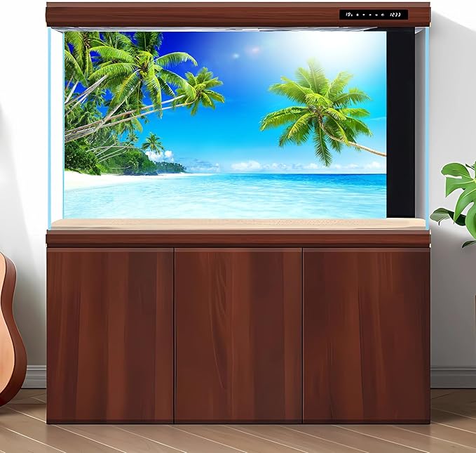 SandBeach Fish Tank Background Tropical Ocean Paradise Island Aquarium Background Sea Beach Seascape Terrarium Backgrounds Sunray Blue Sky Seacoast Ocean Sea Waves Reptile Tank Backgrounds 72x24in