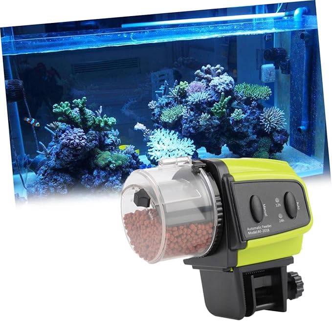 TOYANDONA Automatic Fish Feeder Timer for Aquarium Easy Operation Programmable Hours Suitable for Various Fish Food No Batteries Included for Vacation and Daily Feeding