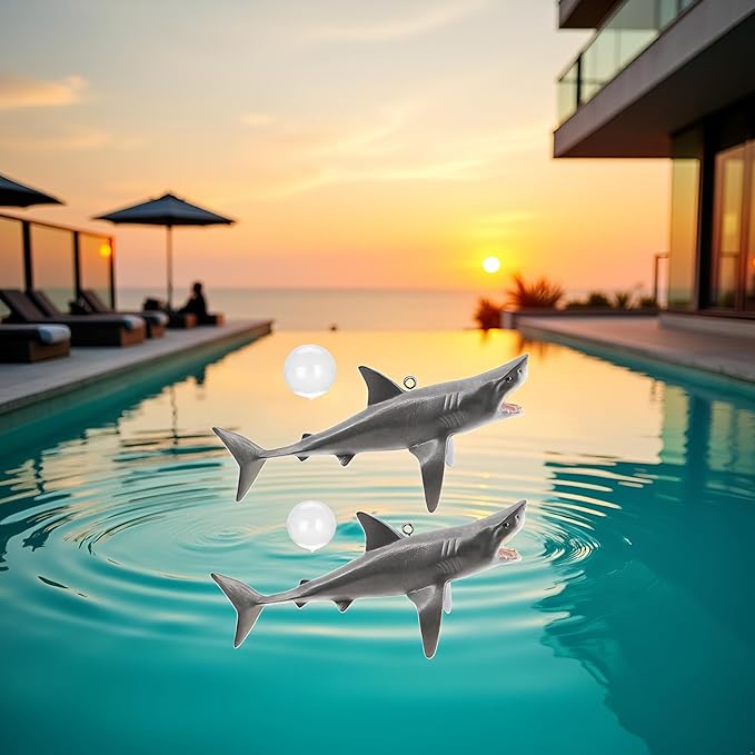 2Pcs Floating Shark Ornament - Adjustable Aquarium Shark Animal Decor, Shark Pool Décor | Aquarium Floating Shark Ornaments Thematic Ornaments Suitable for Aquarium All Kinds Pet Supplies