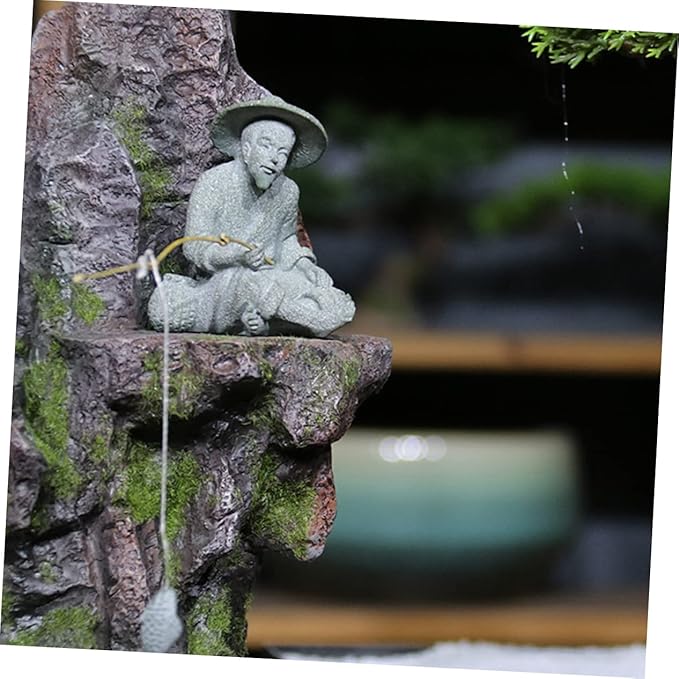 YARNOW 1 Set Fisherman Statue Asian Decorations Fishing Decor Fishing Accessories Fisherman Fish Tank Sand Garden Accessories Boat Fish Tank Rockery Ornament ation