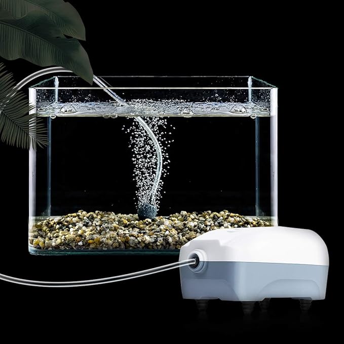 HITOP 2W Single Outlet Aquarium Air Pump, 1.5L/Min Fish Tank Aerator with Accessories, Quiet Oxygen Pump for Small Tank up to 15gallon