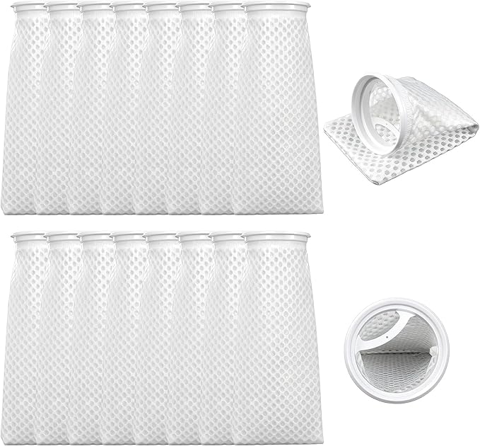 Lewtemi 16 Pcs Ring Honeycomb Filter Socks 150 μm Aquarium Filter Bags 11.8 × 4 Inch Sump Socks for Fish Tank Saltwater Aquarium