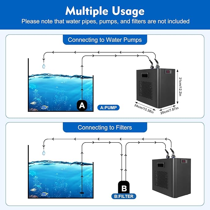 Aquarium Chiller Fish Tank Water Cooler Fit Hydroponics System Refrigeration Compressor Cold Plunge Nuvio Tub With Ice Bath Hydroponic Chillers Special Quiet Design For Weeds Jellyfish Coral Crystal