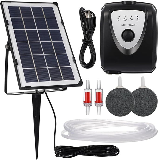 Tofficu Aquarium Air Pump Air Pump Aquarium Solar Pump Sets Oxygenation Equipment for Fish Tank Garden Pond Portable