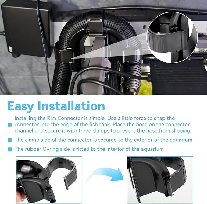 2 Pack Rim Connector Replacement for Fluval Fx4/Fx5/Fx6 Parts, High Performance Canister Filter Accessories, Hose Fitting Rim Connector and Clips Bracket Adapter Parts for Aquarium Fish Tank Filters