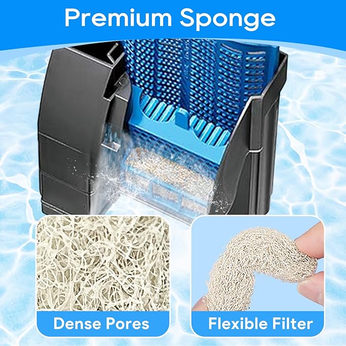 12PCS Ammonia & Phosphate & Carbon Reducer Filter Pads Compatible with Aqueon Filter 10 LED PRO, Replacement Filter Cartridges for SmartClean Aquarium Fish Tank Power Filter, 4+4+4 Mixed Pack