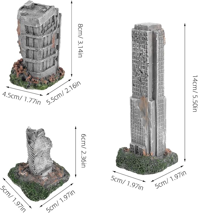 3Pcs Aquarium Ruins Decorations Fish Tank Resin Castle Hideouts for Fish Shrimp Shelter Underwater Landscaping Cave Ornaments Antique City Model Buildings