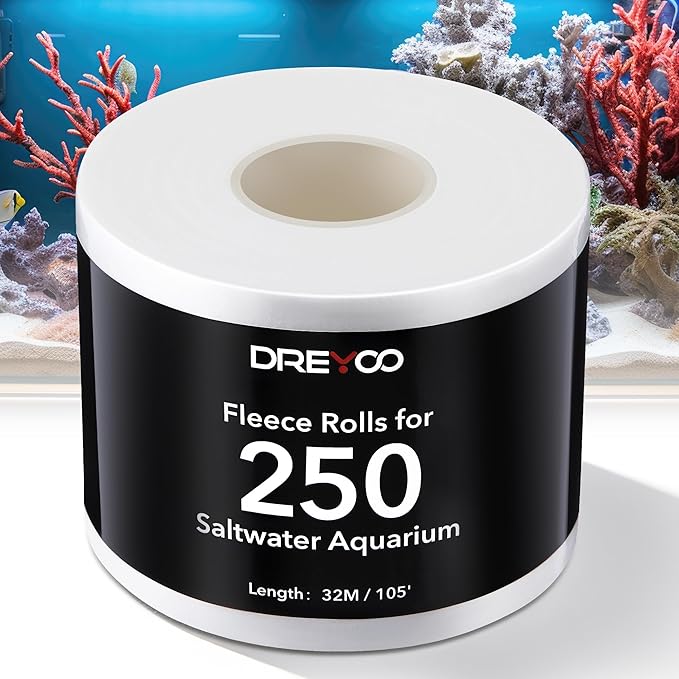 Dreyoo Replacement Fleece Roll Compatible with Reef 250, 105 Ft – Easy Install, Superior Filtration for Clean, Clear Reef Tanks – Ideal for Aquarium Enthusiasts, Fit Roller Mat Filter(1 Pack)