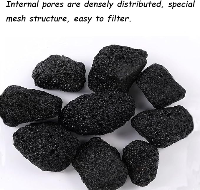 Tfwadmx 10 Pack Aquarium Black Lava Rock Fish Tank Volcanic Pumice Stones for Fish Shrimp Betta(1.18''-1.96'')