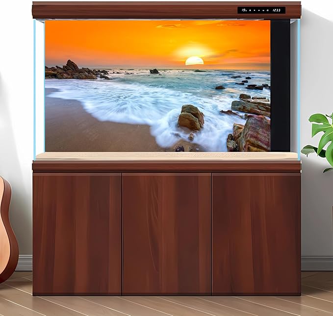 Ocean Beach Aquarium Background Sunset Beach Waves Fish Tank Background Ocean Seascape Dawn Landscape Beach Terrarium Backgrounds Seacoast Seascape Wave Seashore Reptile Tank Backgrounds 48x20in