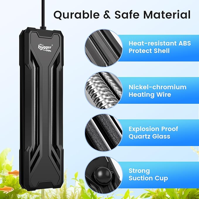 hygger 500W Aquarium Heater, Upgraded Submersible Fish Tank Heater with Dual Protection System & LED Digital Display, with Automatic Power-Off Function, for 66-135 Gal Freshwater and Saltwater Tank