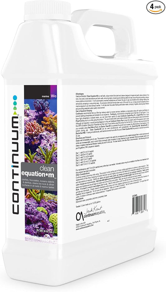 Continuum Aquatics Clean Equation M – Marine Aquarium Cleaner & Clarifier – Clears Water, Loosens Debris, Supports Reef & Fish Health, Advanced Formula 2L