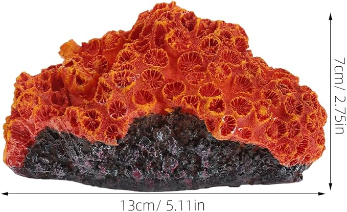 balacoo Aquarium Fish Tank Decorations: Artificial Coral Reef Decor Orange Plant Resin Landscape Decor for, Salt Water
