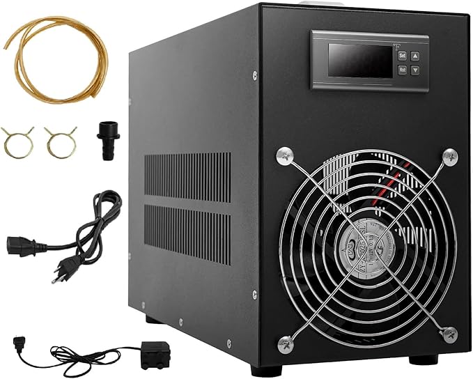 15.85Gal Aquarium Water Inline Chiller Cooling Machine, Small Water Chiller, Hydroponic Water Chiller, Quiet Refrigeration Compressor for Seawater and Fresh Water, Fish Tank Cooling System