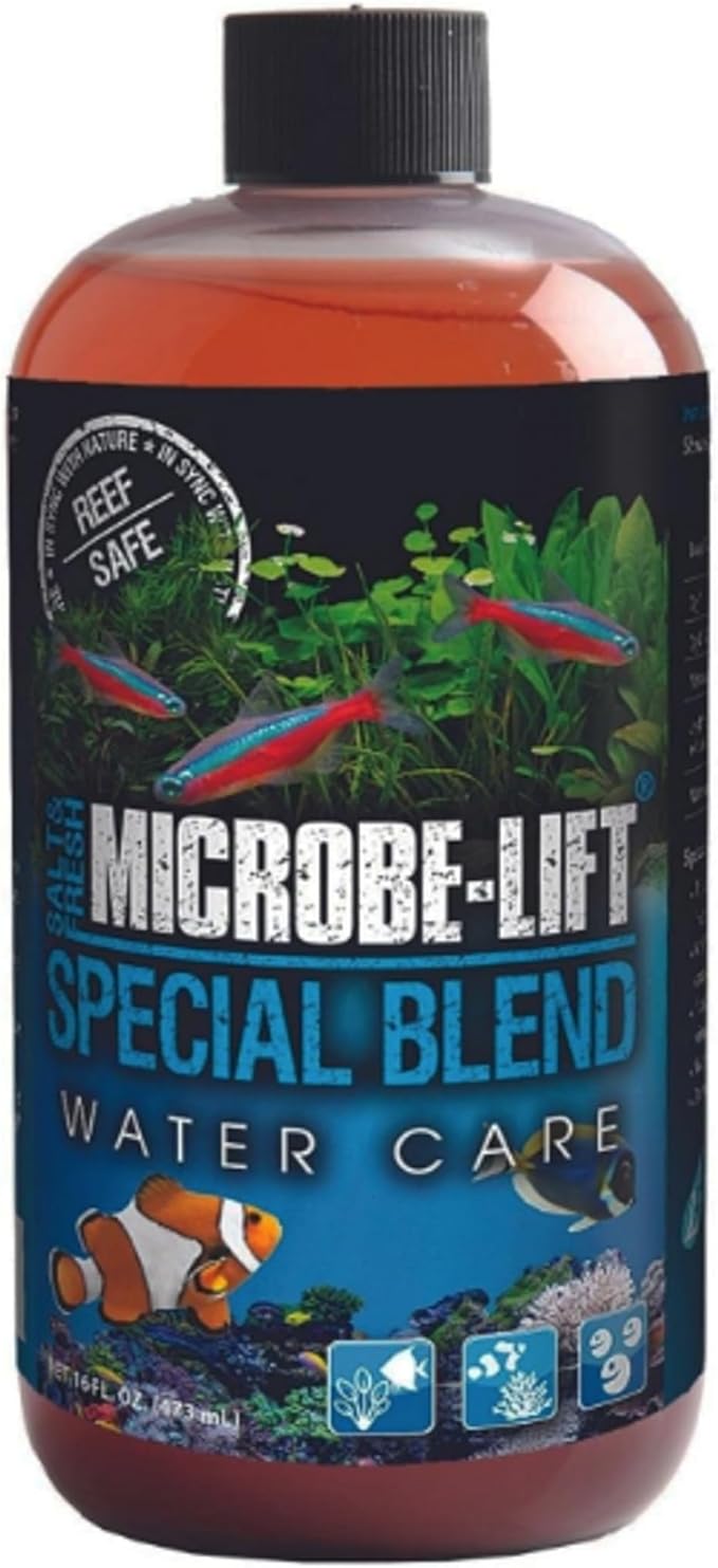 MICROBE-LIFT Special Blend Aquarium Water Care Treatment, Cleaner & Clarifier for Fresh and Saltwater Fish Tanks, Reduces Maintenance & Helps with Aquarium Algae Control and Odor, 16 Ounces (SBH16)