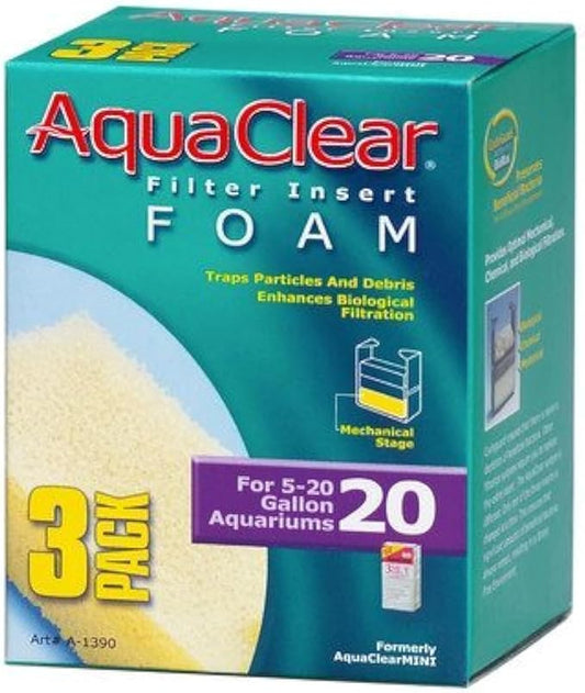 AquaClear 2 Pack of 50 Foam Filter Inserts, 3 Inserts Per Pack