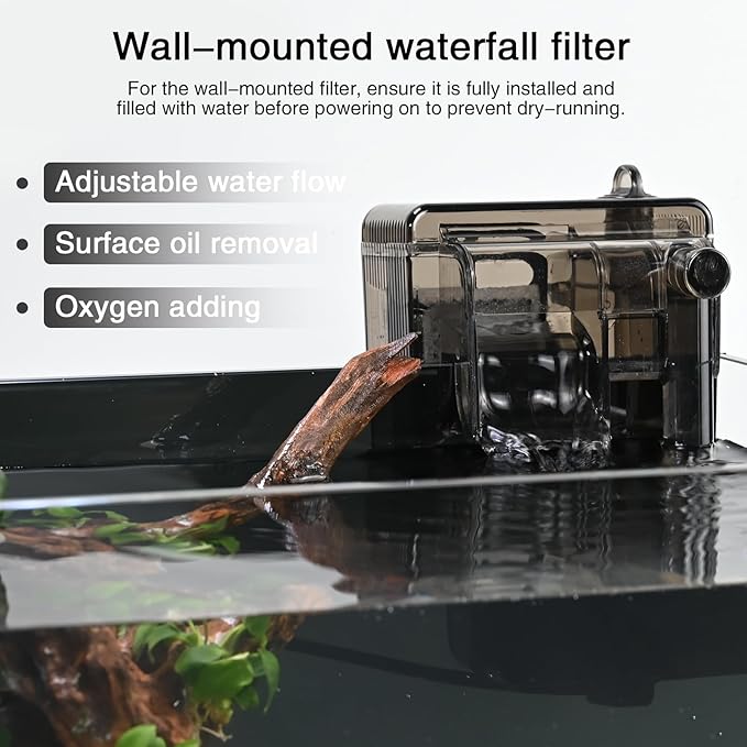 Nano Nature Aquarium Kit,2.8 Gallon Small Aquarium Set Glass Fish Tank with Waterfall Filter and Light for Beginners and Children to Keep Betta Fish, Goldfish, Shrimp, and Aquatic Plants