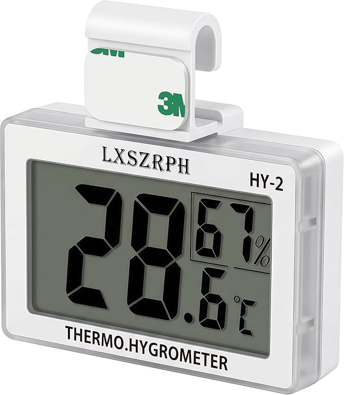 Reptile Hygrometer Thermometer, Digital Amphibian Hygrometer Thermometer with Hook Temperature Humidity Meter Gauge for Reptile Tanks, Terrariums, Vivarium, LCD Display 1pack