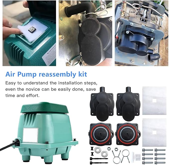Updated for HP60/80 Air Pump Rebuild Complete Kit for Hiblow HP 80 HP 60 Aerators HP-80-0110, with White Switch