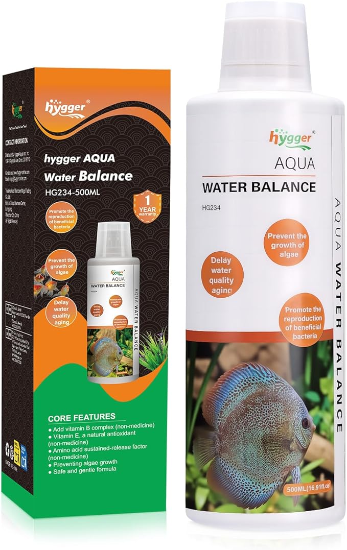hygger Aqua Water Balance for Freshwater Saltwater, Aquarium Fish Tank Plant Coral Stabilizes Water Quality with Essential Vitamins Amino Acids Electrolyte Water Conditioner, 500 ML