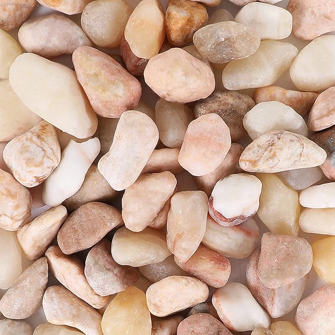 5lbs Natural River Rocks, Polished Pebbles for Plants Garden, 0.3-0.8 inch Decorative Peach Stones, Ideal for Fish Tank, Vases, Crafting, Home Decor and Garden Landscaping Rocks,Peach